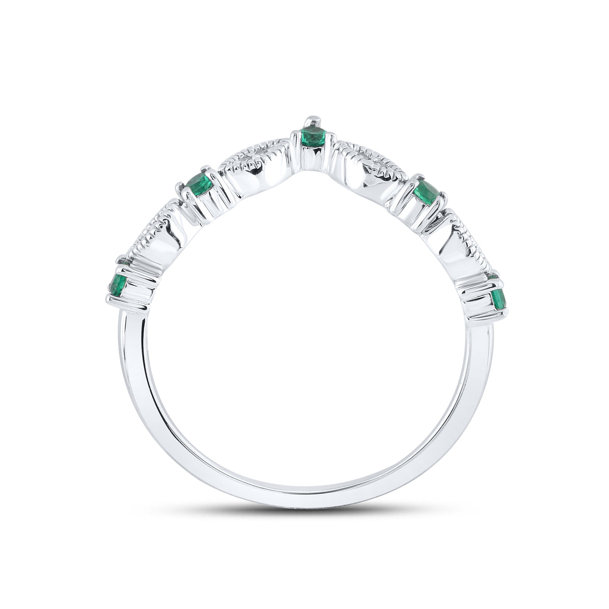 14kt White Gold 0.23 CTW Natural Diamond with Lab Created Emerald Ring
