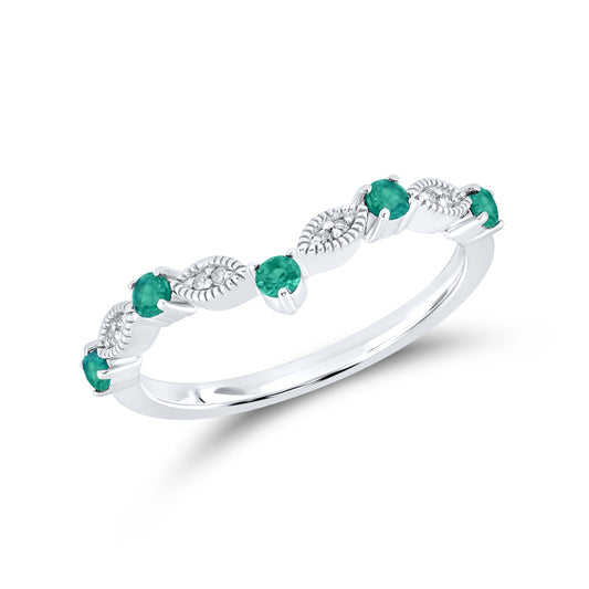 14kt White Gold 0.23 CTW Natural Diamond with Lab Created Emerald Ring