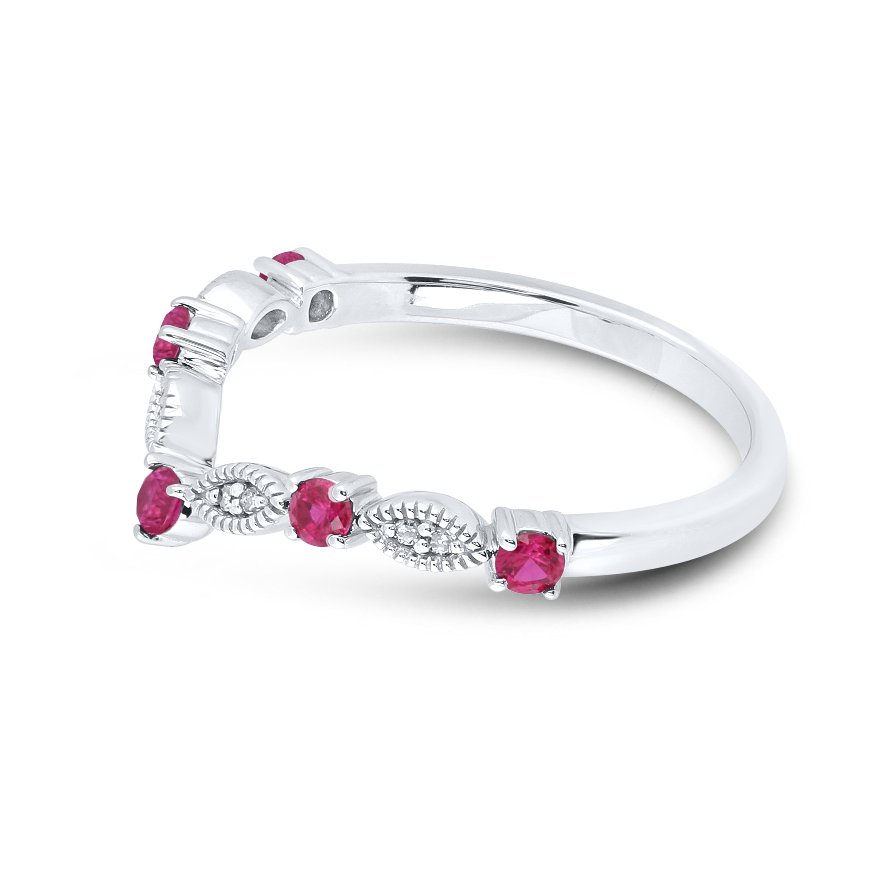 14kt White Gold 0.28 CTW Natural Diamond with Lab Created Ruby Ring