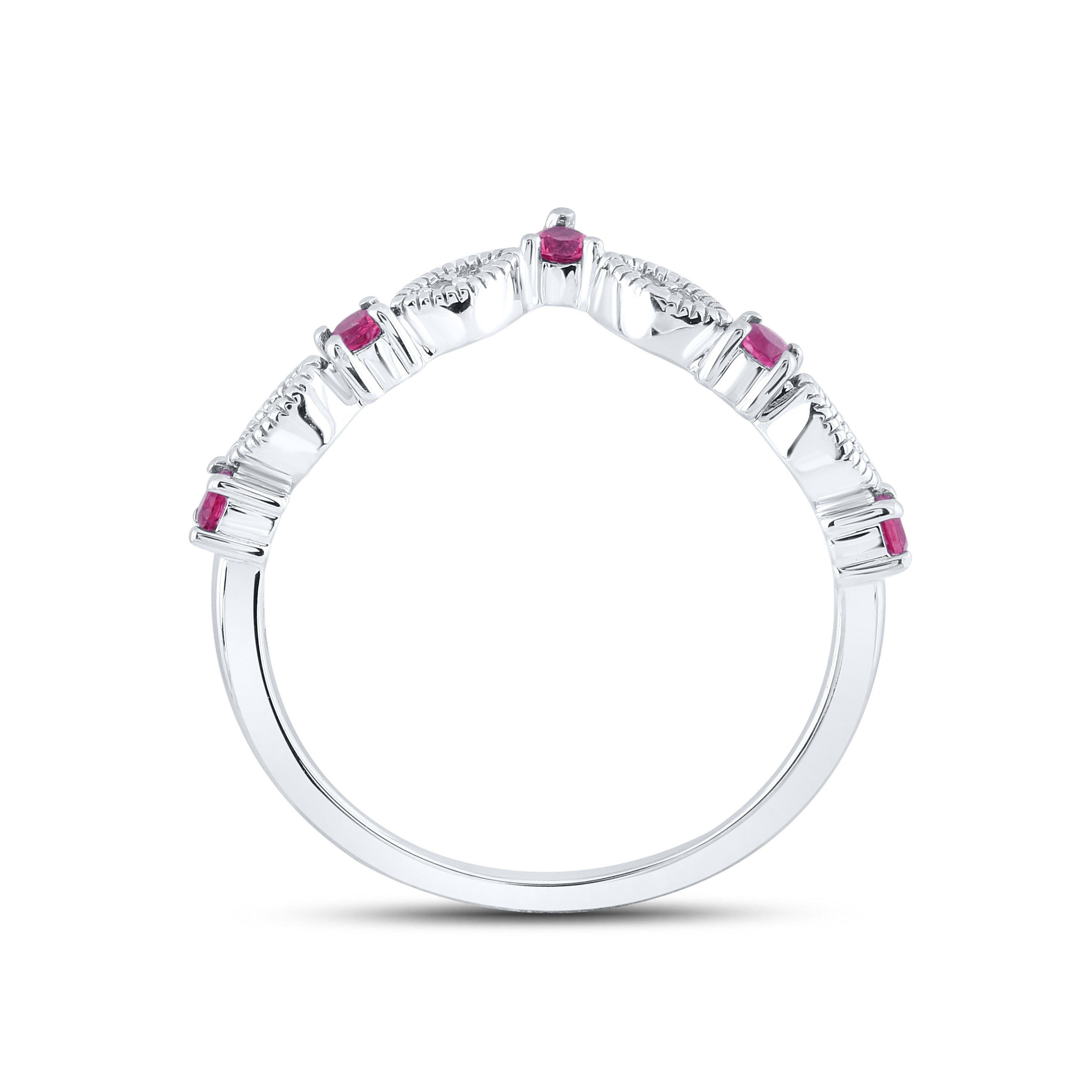 14kt White Gold 0.28 CTW Natural Diamond with Lab Created Ruby Ring