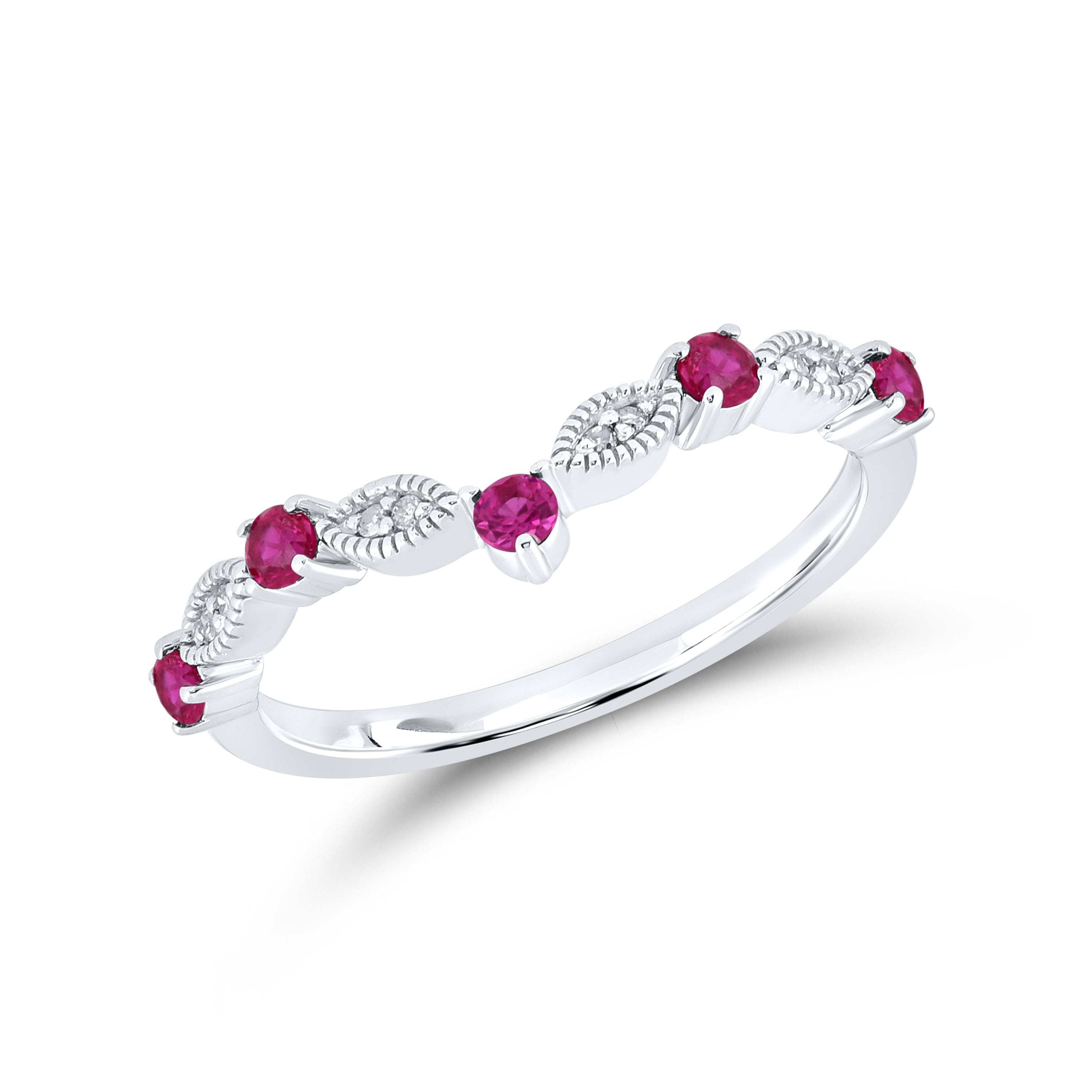 14kt White Gold 0.28 CTW Natural Diamond with Lab Created Ruby Ring