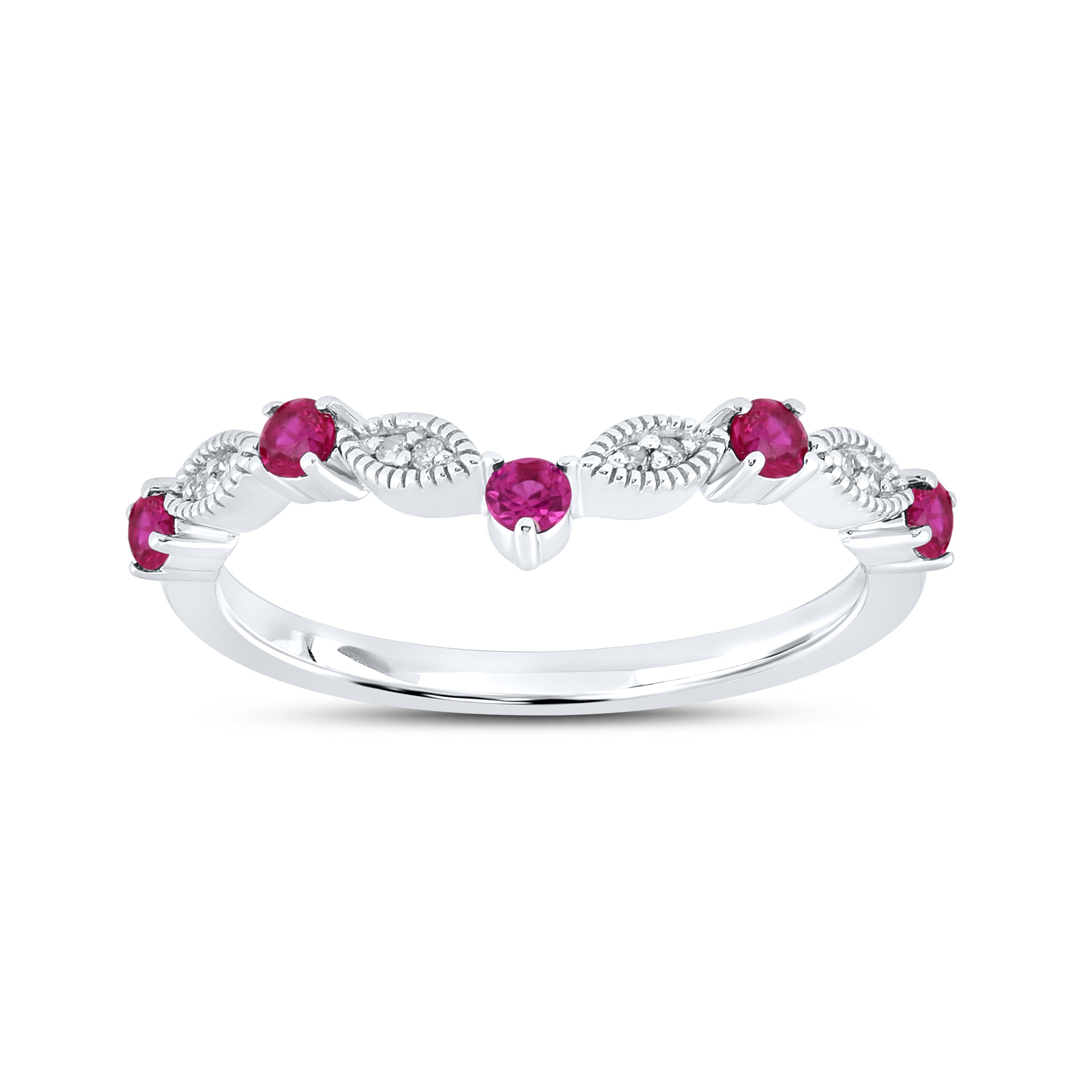 14kt White Gold 0.28 CTW Natural Diamond with Lab Created Ruby Ring