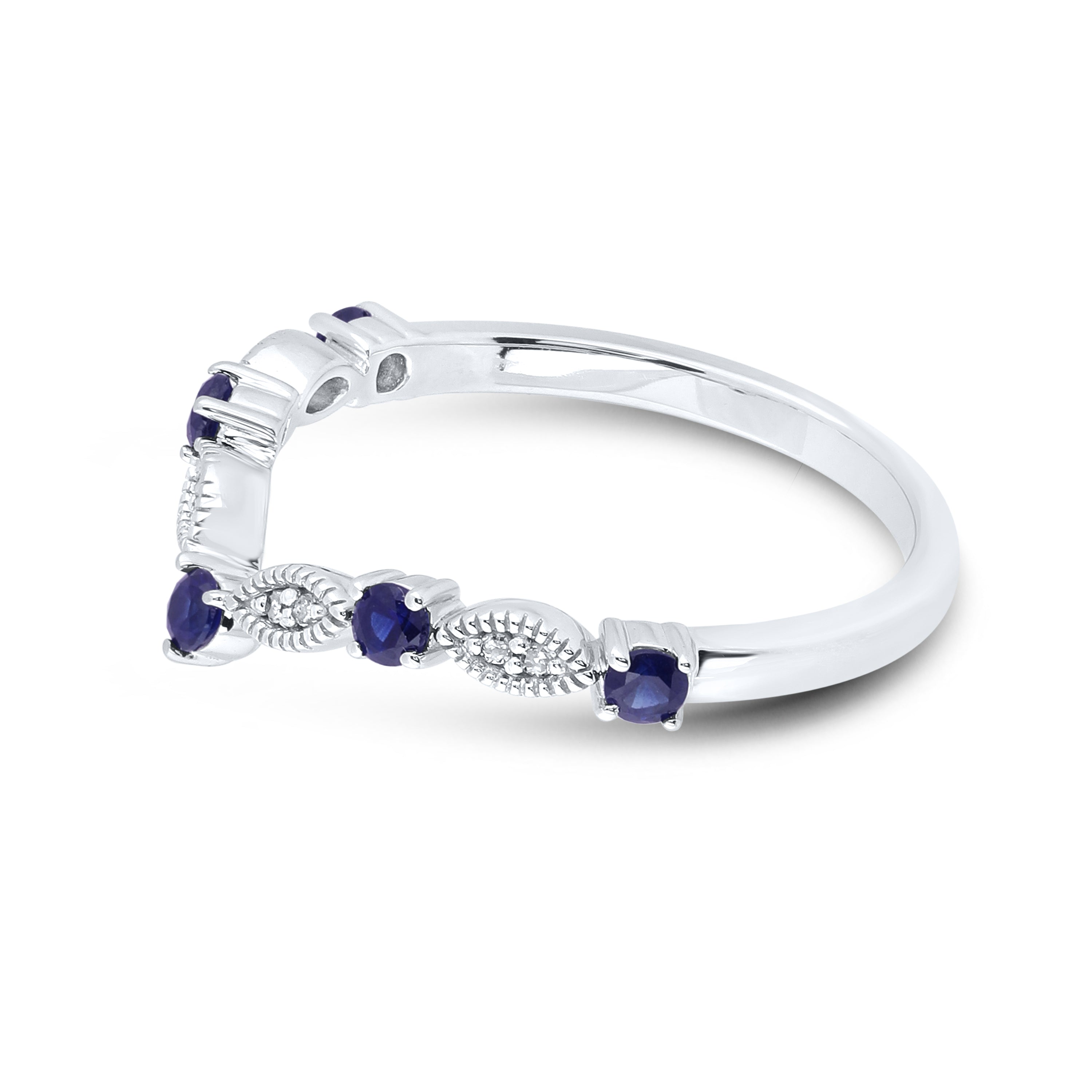 14kt White Gold 0.28 CTW Natural Diamond with Lab Created Blue Sapphire Ring