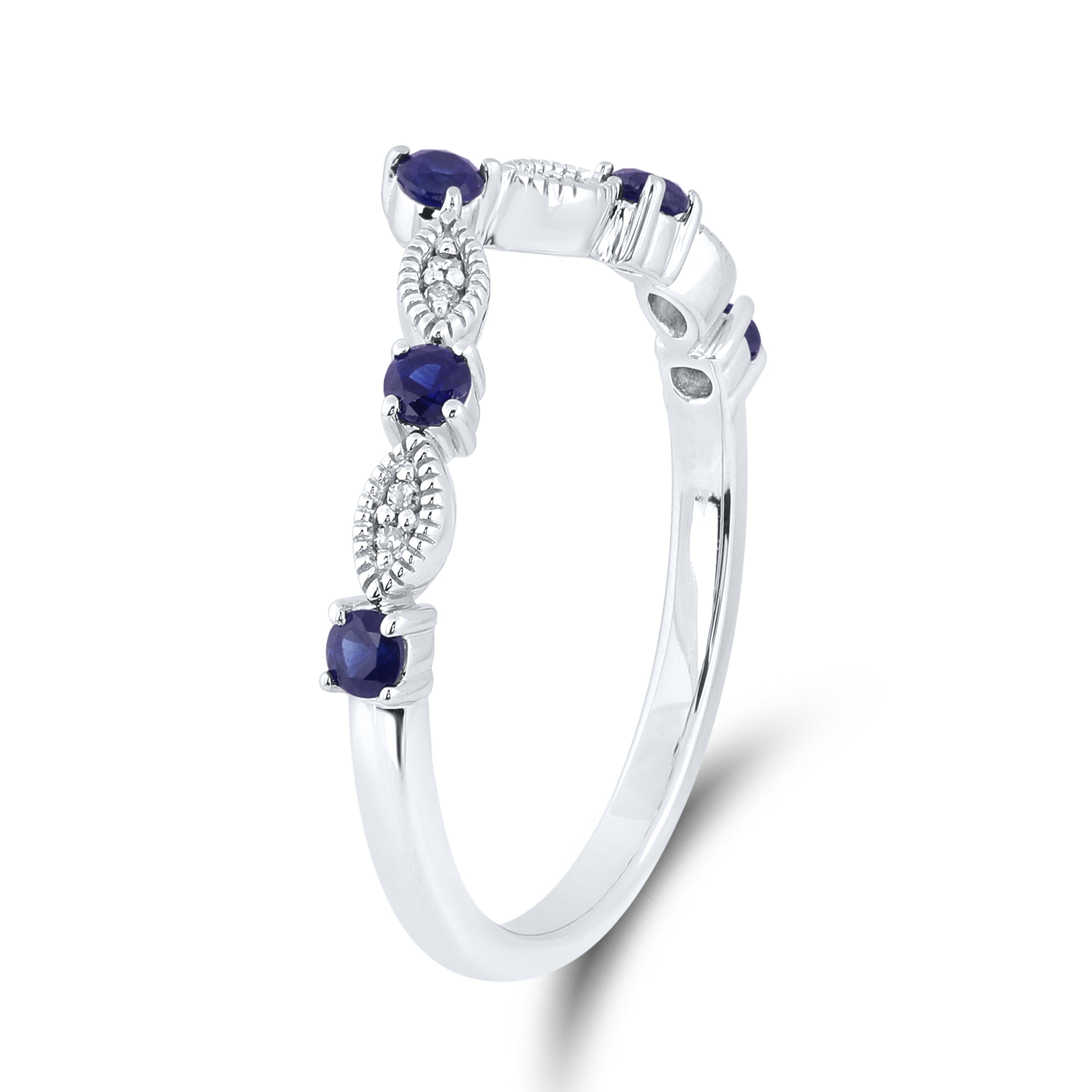 14kt White Gold 0.28 CTW Natural Diamond with Lab Created Blue Sapphire Ring