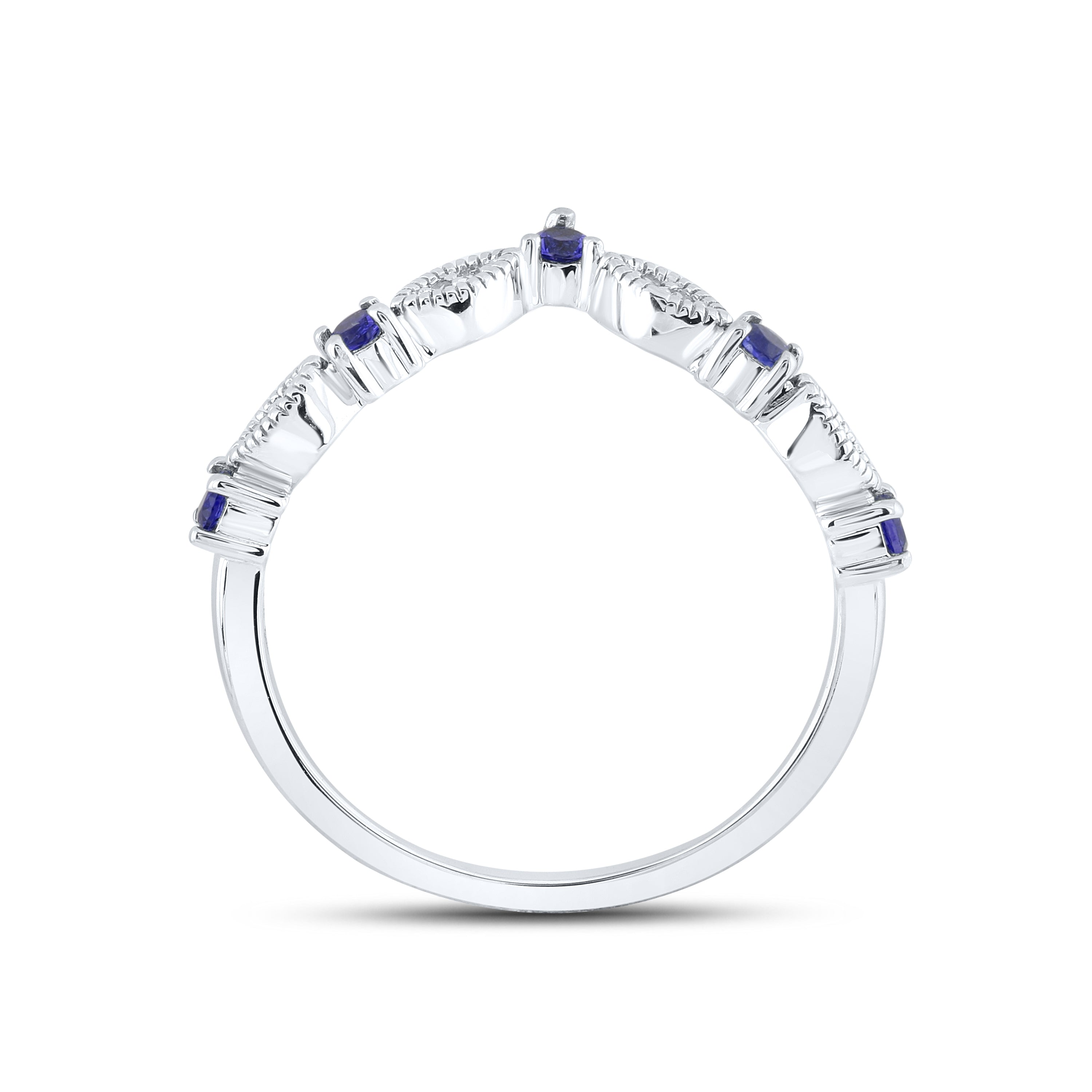 14kt White Gold 0.28 CTW Natural Diamond with Lab Created Blue Sapphire Ring