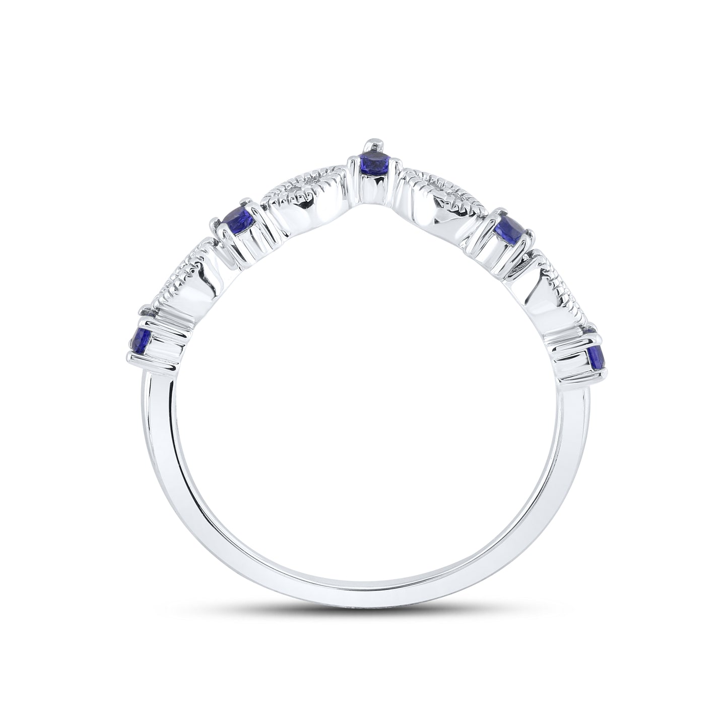 14kt White Gold 0.28 CTW Natural Diamond with Lab Created Blue Sapphire Ring