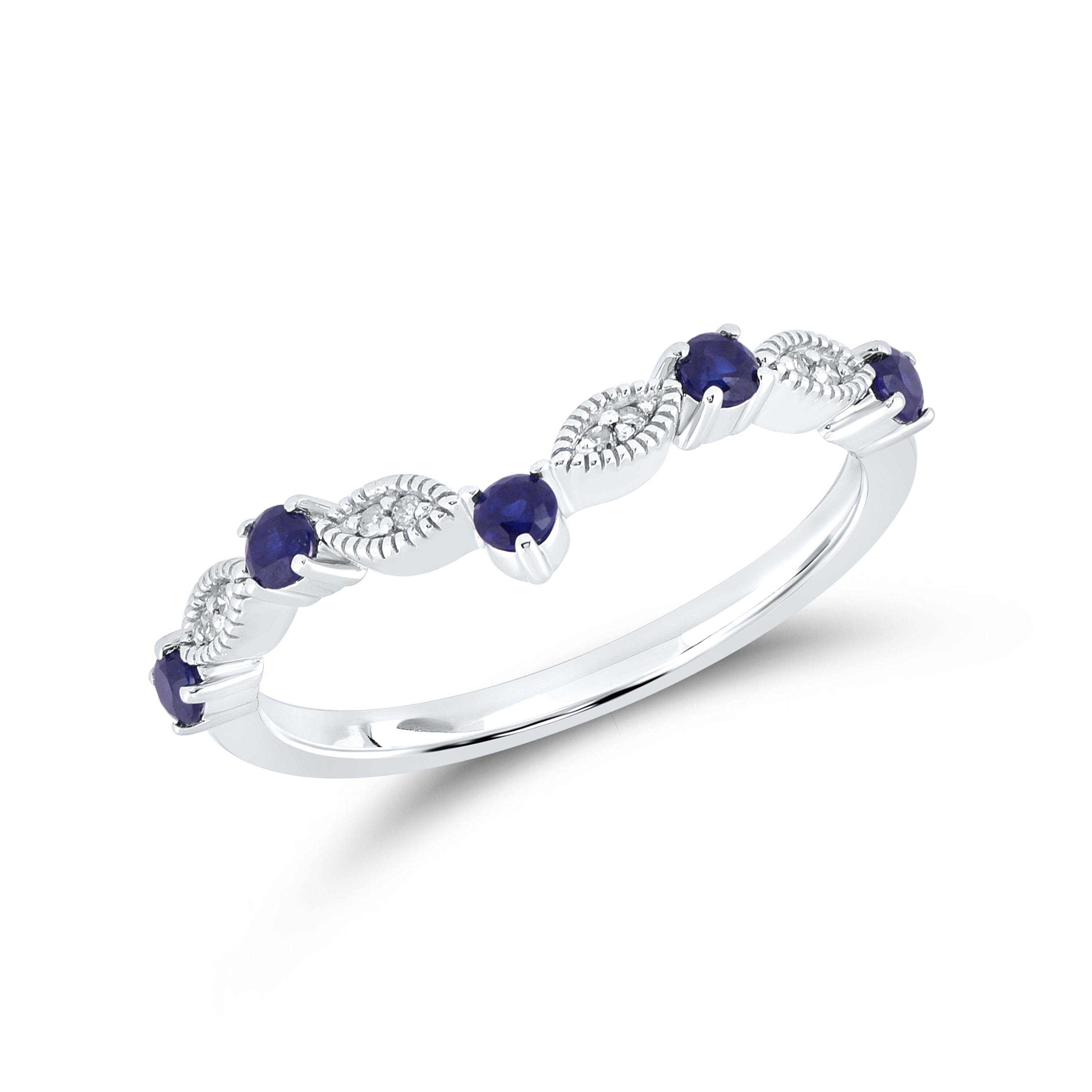 14kt White Gold 0.28 CTW Natural Diamond with Lab Created Blue Sapphire Ring