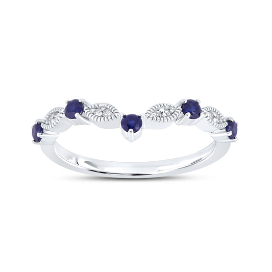 14kt White Gold 0.28 CTW Natural Diamond with Lab Created Blue Sapphire Ring