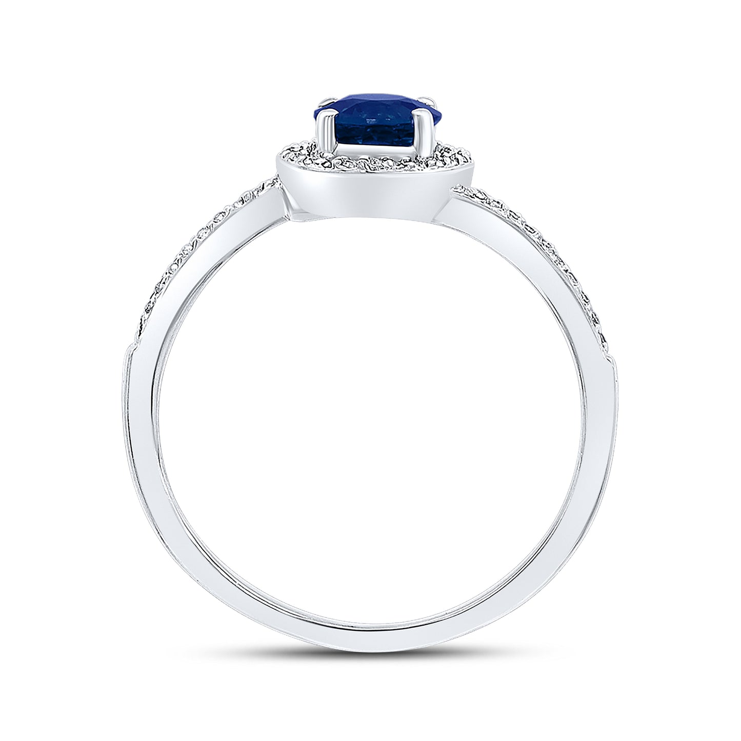 14K WHITE GOLD LAB CREATED SAPPHIRE 0.68 CTW DIAMOND RING