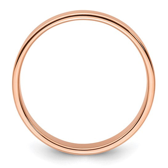14kt Rose Gold 5mm Lightweight Flat Wedding Band Size 7.5