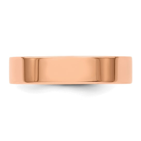 14kt Rose Gold 5mm Lightweight Flat Wedding Band Size 7.5