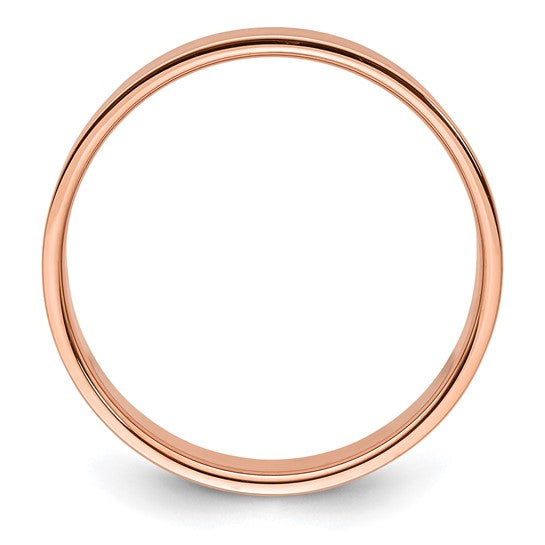 14kt Rose Gold 6mm Lightweight Flat Wedding Band Size 12.5