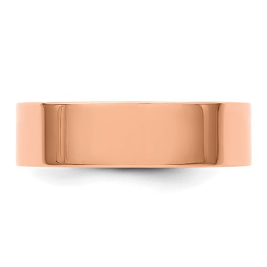 14kt Rose Gold 6mm Lightweight Flat Wedding Band Size 10