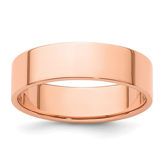 14kt Rose Gold 6mm Lightweight Flat Wedding Band Size 12.5