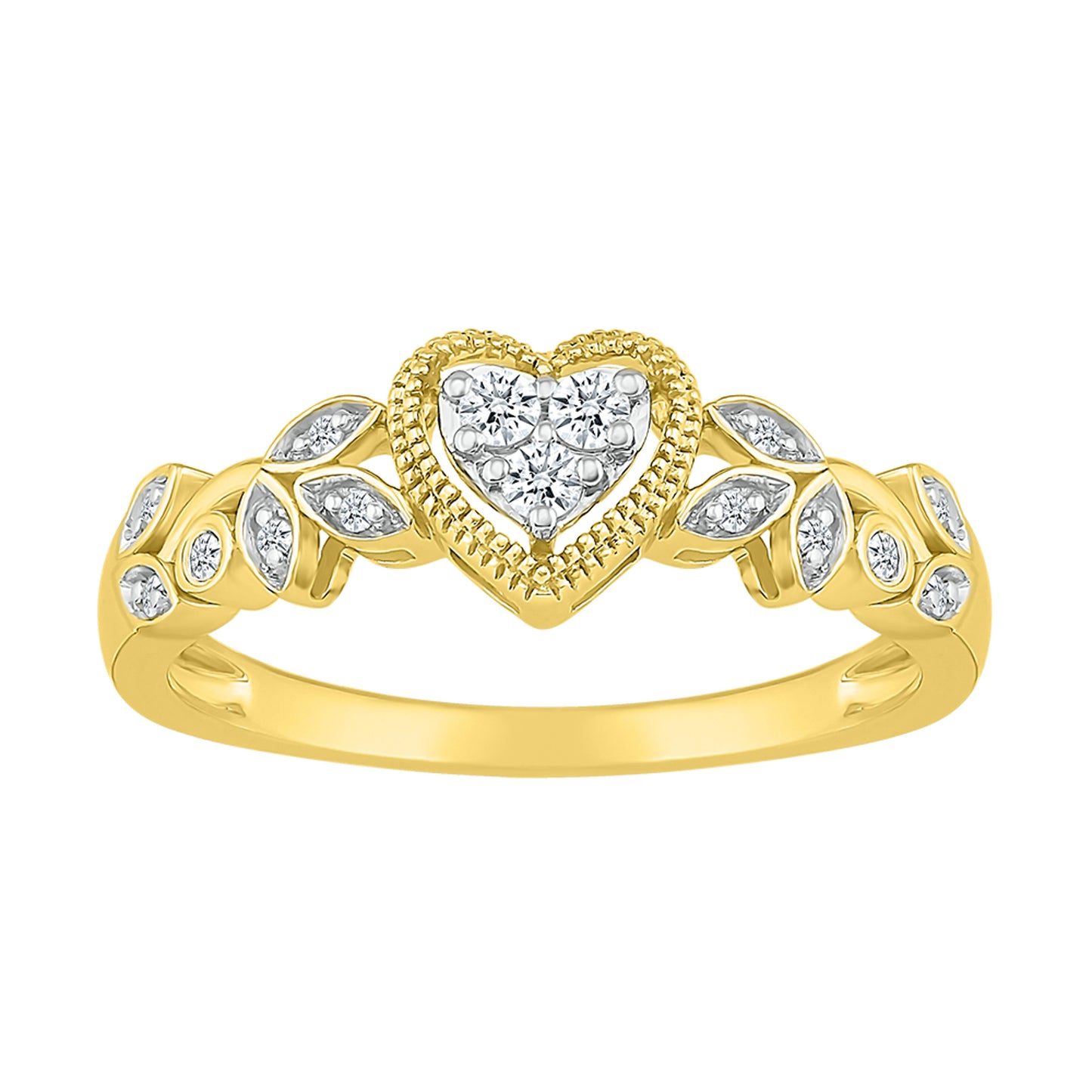 14K Yellow Gold 0.12 CTW Diamond Heart Promise Ring