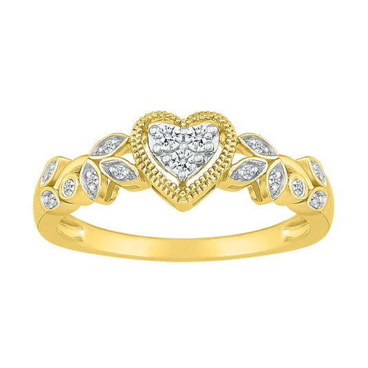 14K Yellow Gold 0.12 CTW Diamond Heart Promise Ring