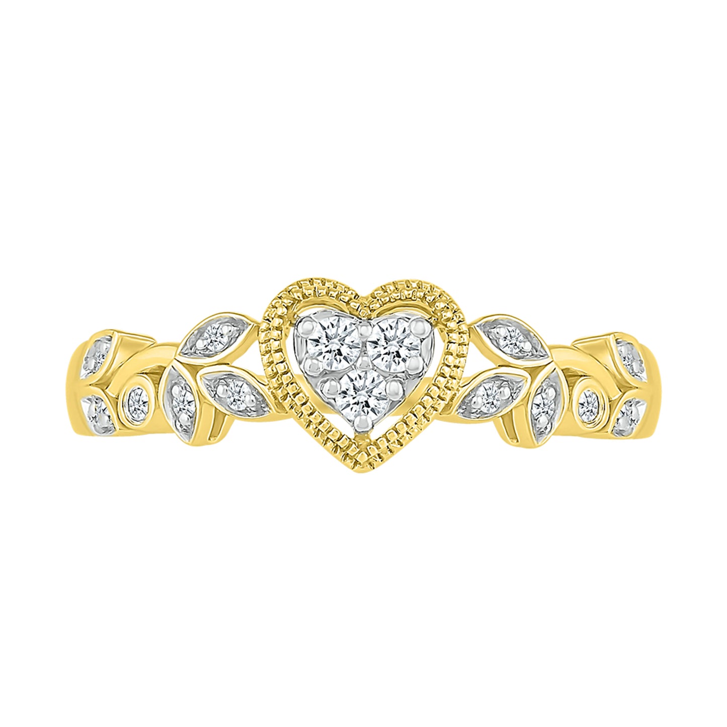 14K Yellow Gold 0.12 CTW Diamond Heart Promise Ring