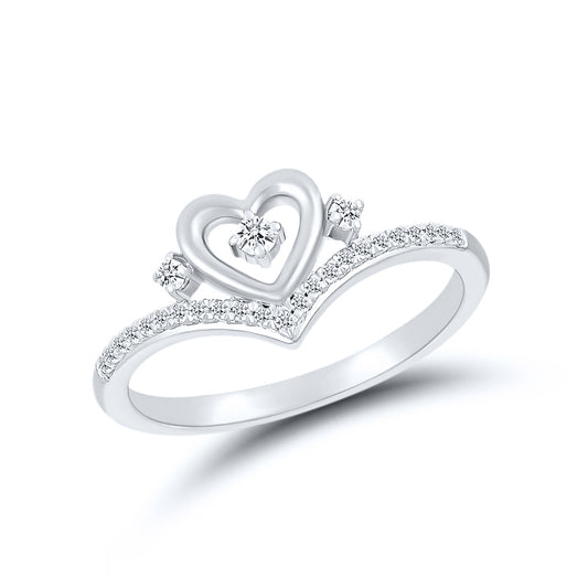 14kt White Gold 0.12 CTW Natural Diamond Heart Promise Ring