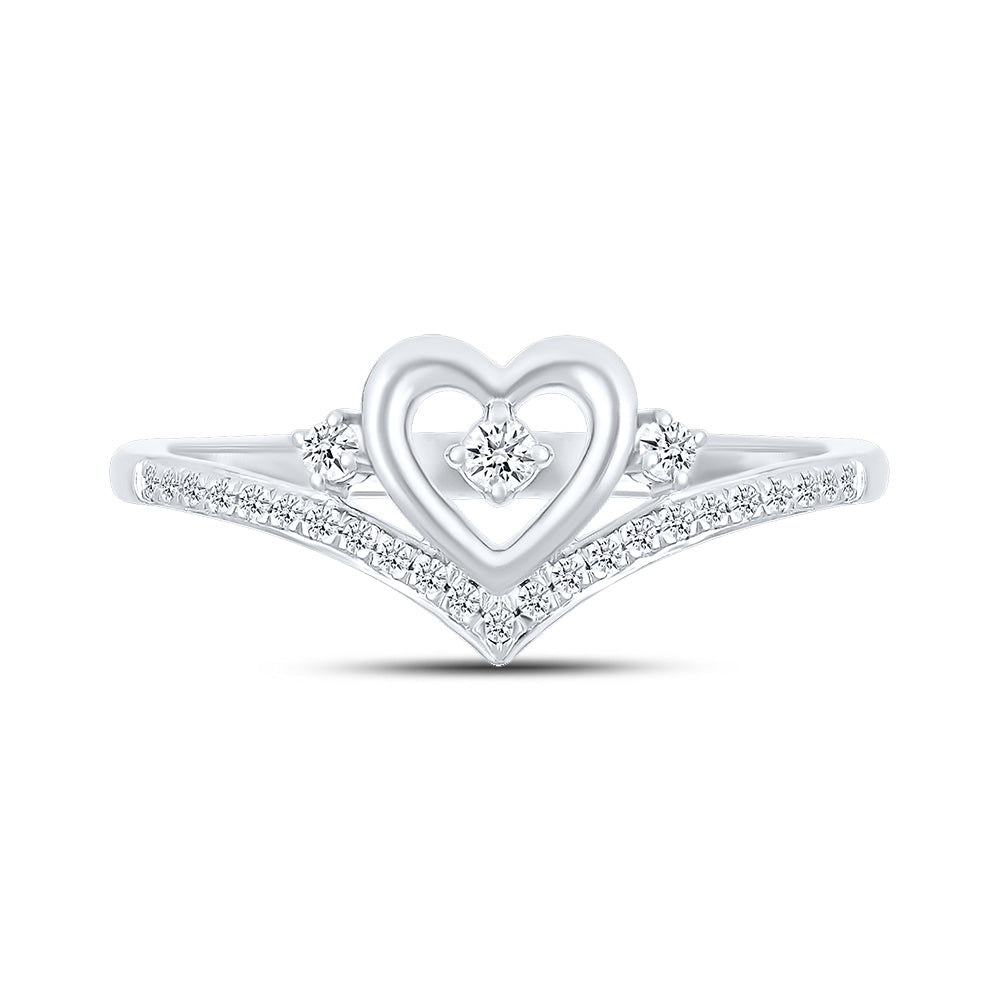 14kt White Gold 0.12 CTW Natural Diamond Heart Promise Ring