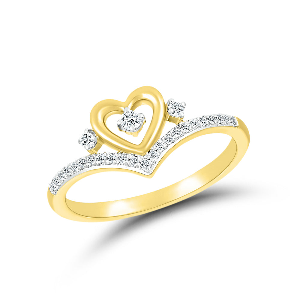14kt Yellow Gold 0.12 CTW Natural Diamond Heart Promise Ring