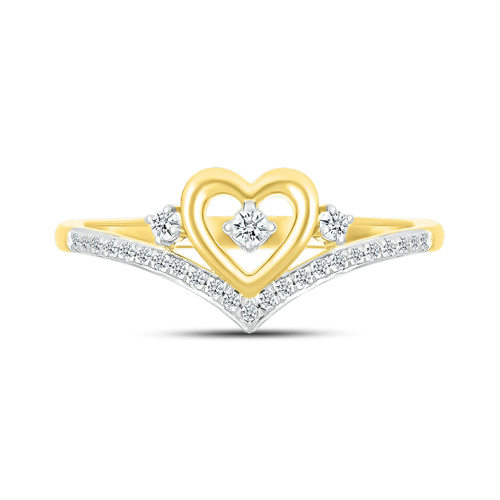 14kt Yellow Gold 0.12 CTW Natural Diamond Heart Promise Ring