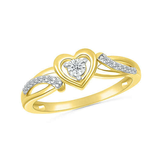 14K Yellow Gold 0.10 CTW Diamond Heart Ring