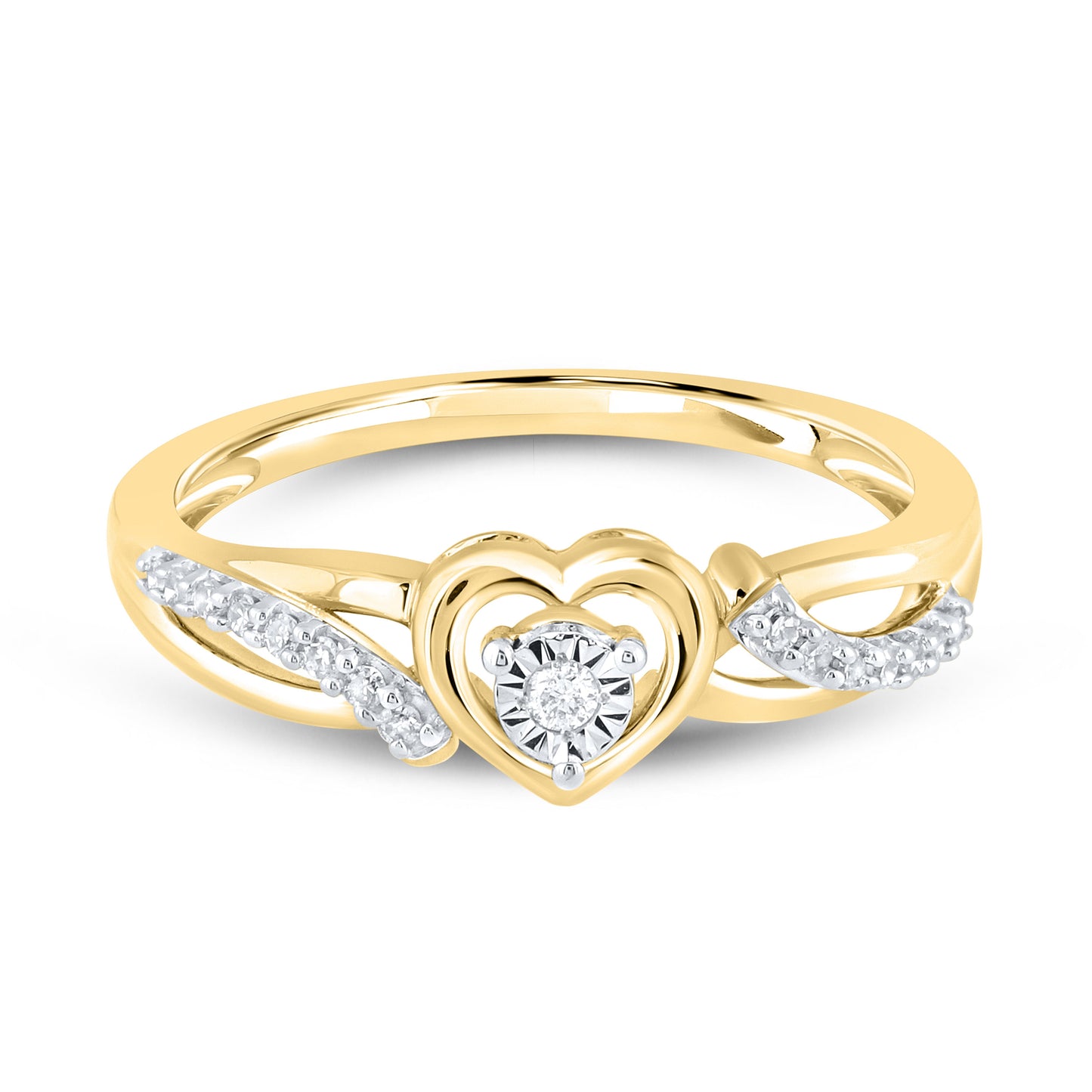 14K Yellow Gold 0.10 CTW Diamond Heart Ring