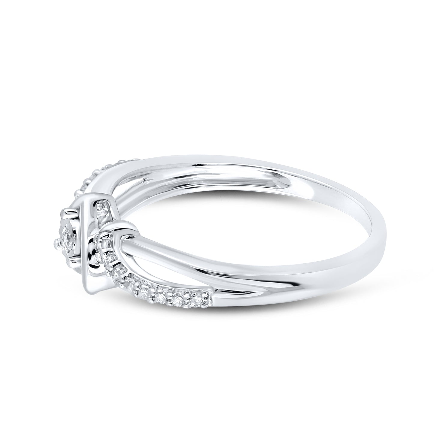 14kt White Gold 0.10 CTW Natural Diamond Heart Promise Ring