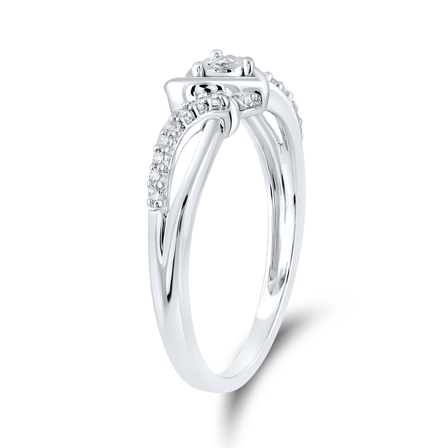 14kt White Gold 0.10 CTW Natural Diamond Heart Promise Ring