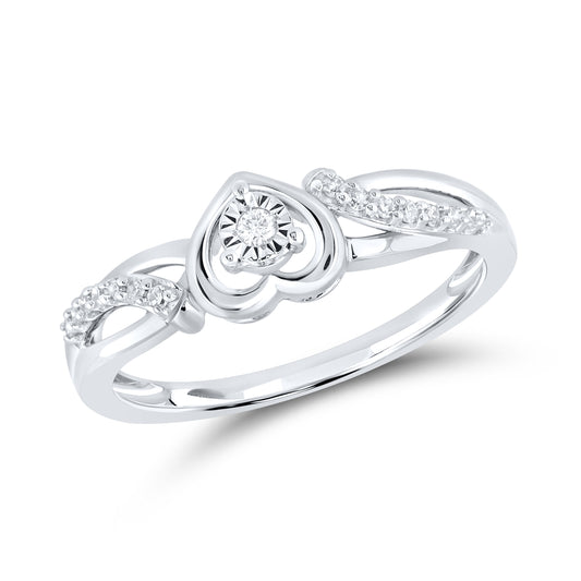 14kt White Gold 0.10 CTW Natural Diamond Heart Promise Ring