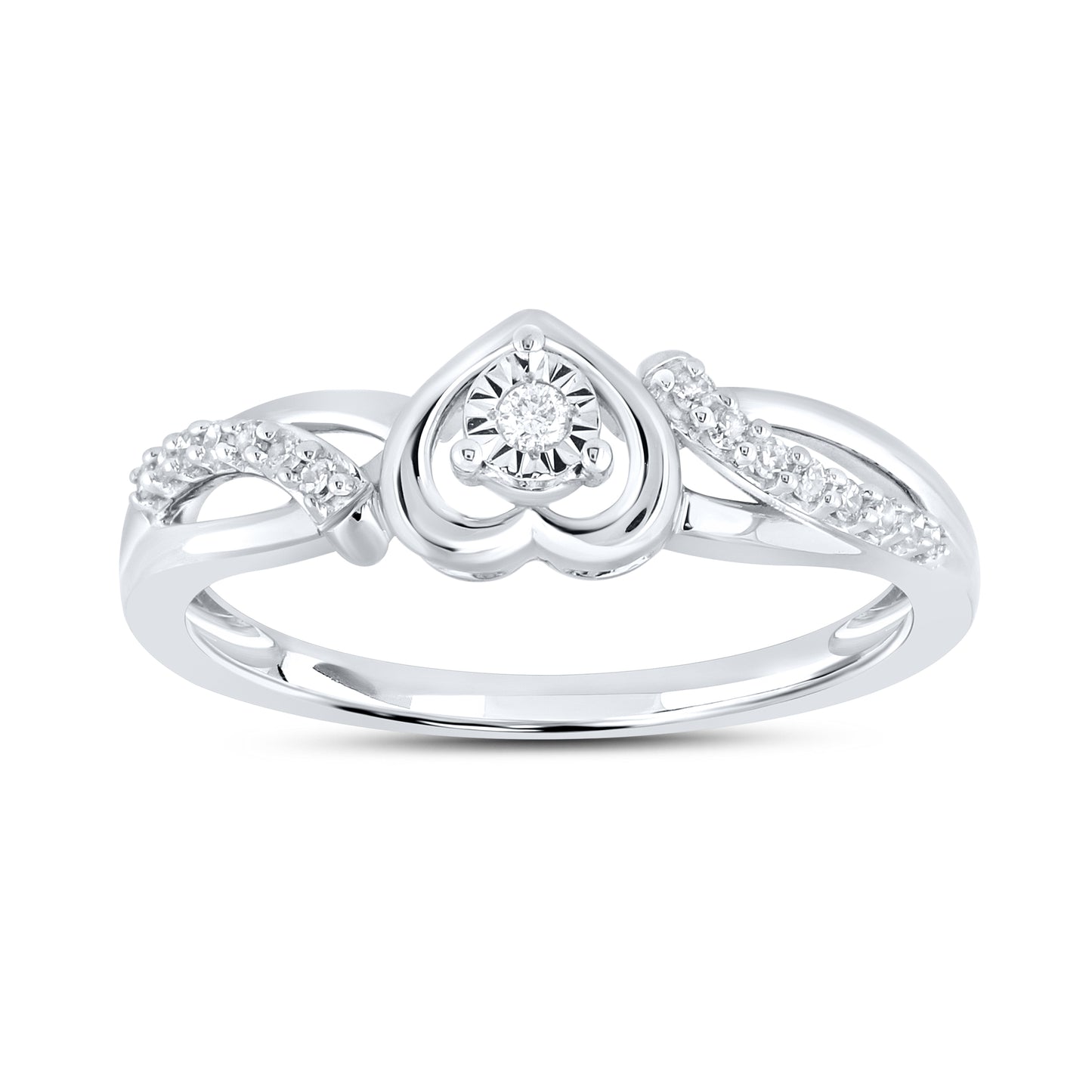 14kt White Gold 0.10 CTW Natural Diamond Heart Promise Ring