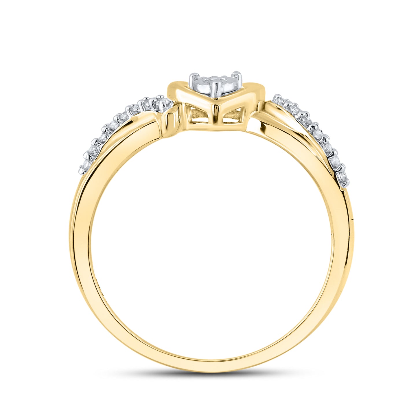 14K Yellow Gold 0.10 CTW Diamond Heart Ring