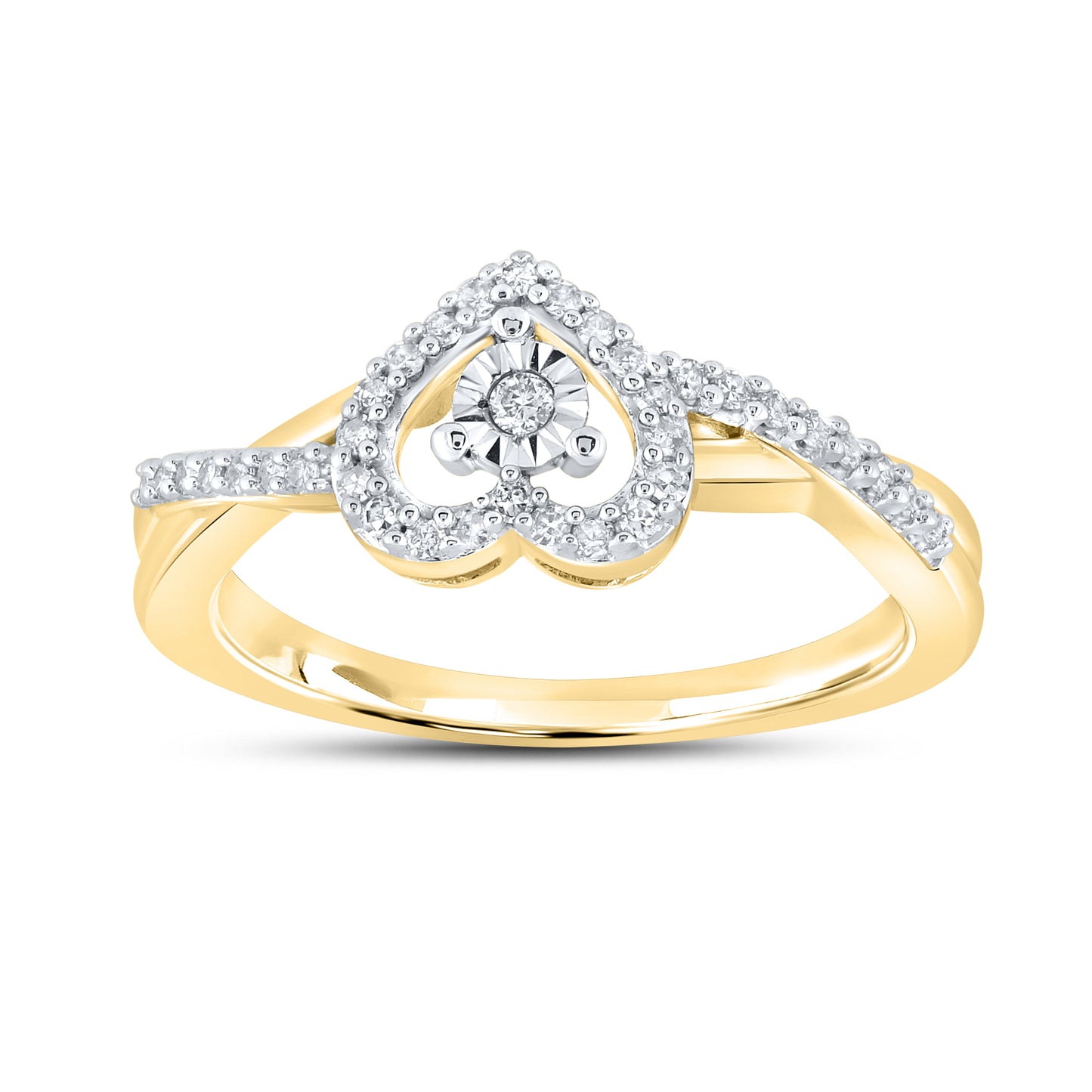 14K YELLOW GOLD PROMISE RING 0.16 CTW