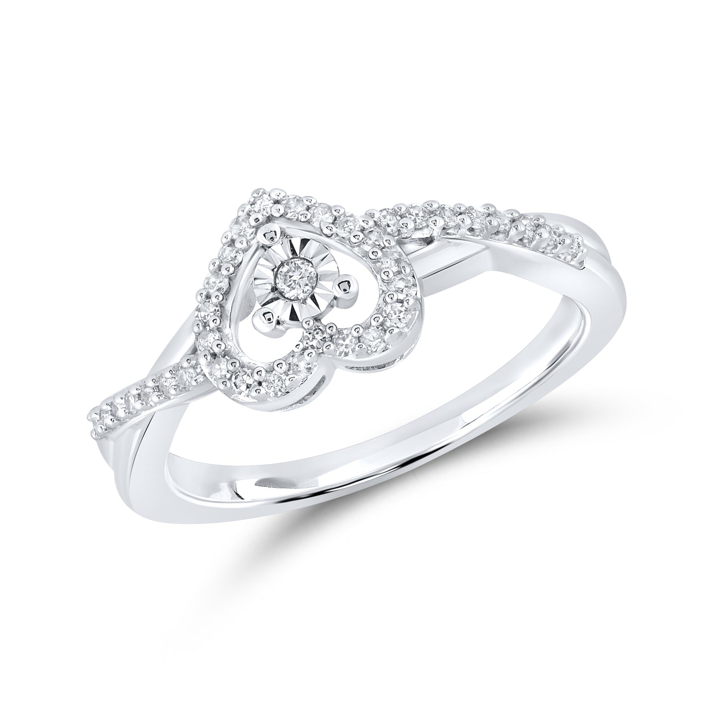 14kt White Gold 0.16 CTW Natural Diamond Heart Promise Ring