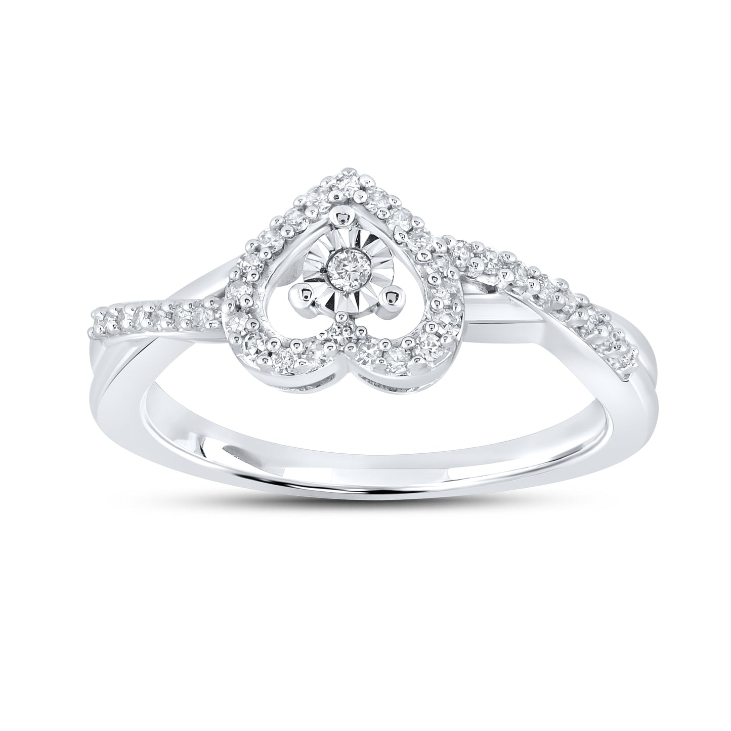 14kt White Gold 0.16 CTW Natural Diamond Heart Promise Ring