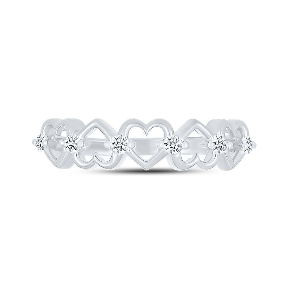 14kt White Gold 0.12 CTW Natural Diamond Heart Promise Ring