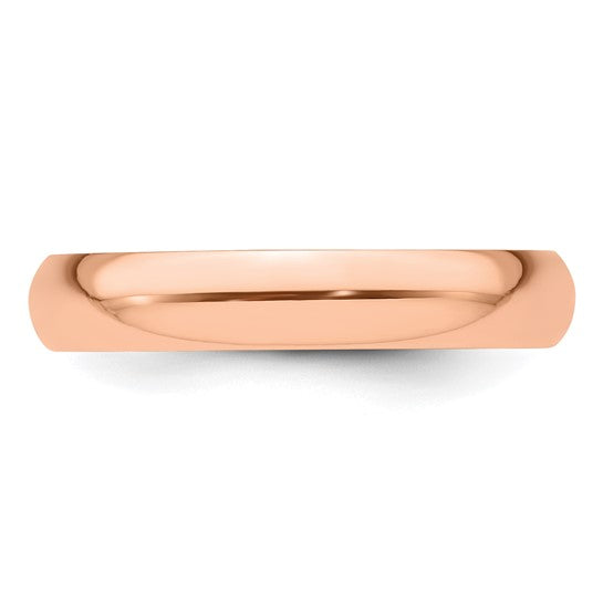 14kt Rose Gold 4mm Half Round Wedding Band Size 13.5
