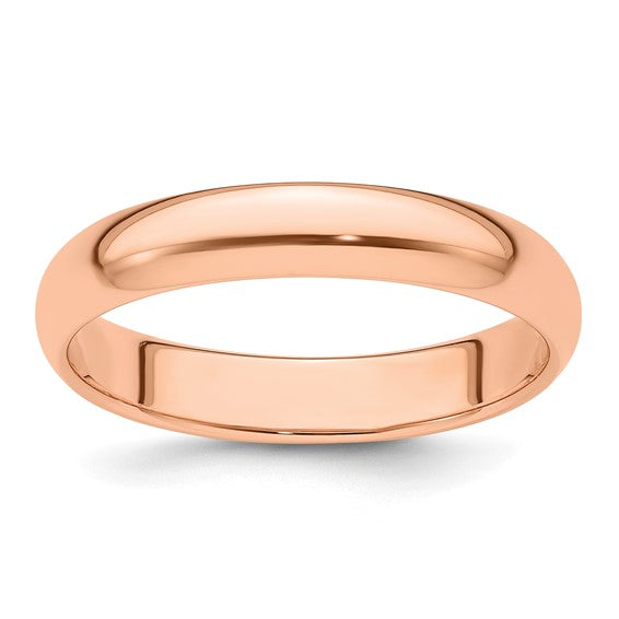 14kt Rose Gold 4mm Half Round Wedding Band Size 9.5