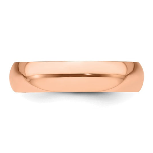 14kt Rose Gold 5mm Half Round Wedding Band Size 10