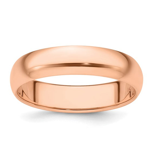 14kt Rose Gold 5mm Half Round Wedding Band Size 10