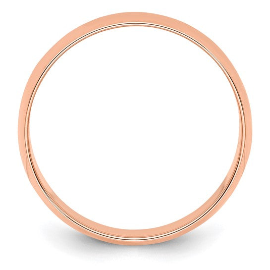 14kt Rose Gold 6mm Lightweight Half Round Wedding Band Size 7.5