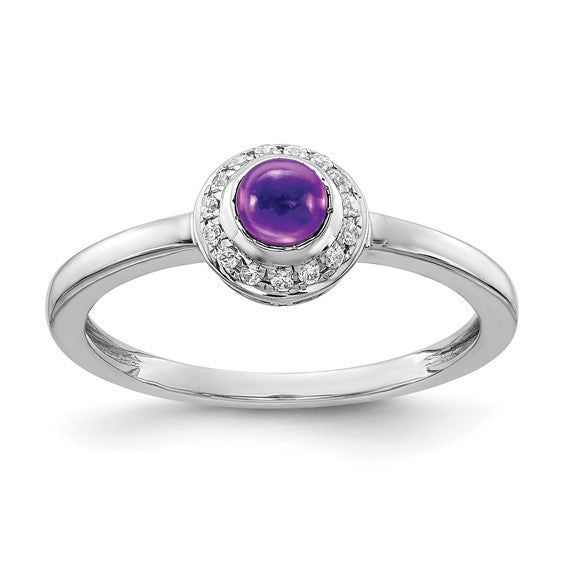 14kt White Gold Diamond and Cabochon Amethyst Ring