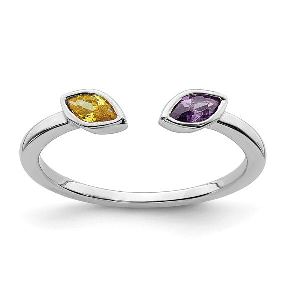 14kt White Gold Marquise Amethyst and Citrine Ring