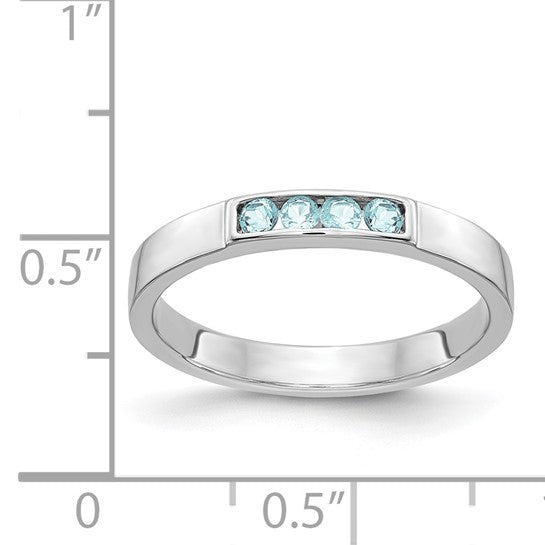 14kt White Gold 4-stone Blue Topaz Band