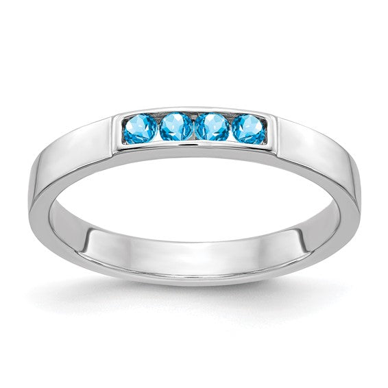 14kt White Gold 4-stone Blue Topaz Band