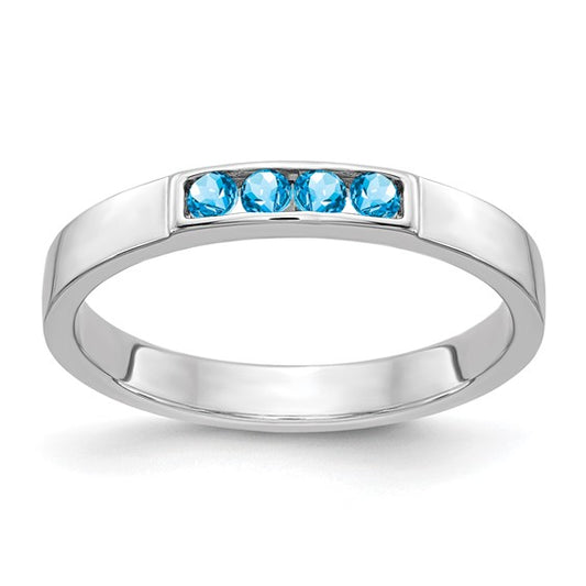 14kt White Gold 4-stone Blue Topaz Band
