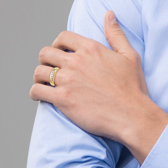 14kt Yellow Gold w/Rhodium Diamond Mens Channel Ring