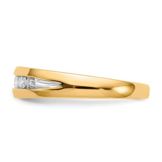 14kt Yellow Gold w/Rhodium Diamond Mens Channel Ring
