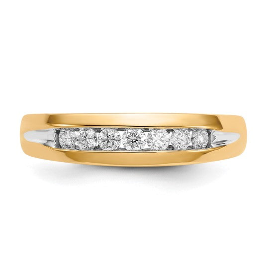 14kt Yellow Gold w/Rhodium Diamond Mens Channel Ring