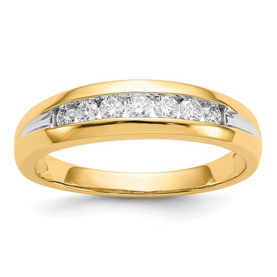 14kt Yellow Gold w/Rhodium Diamond Mens Channel Ring
